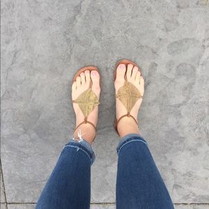 Gold chain embellished sandals